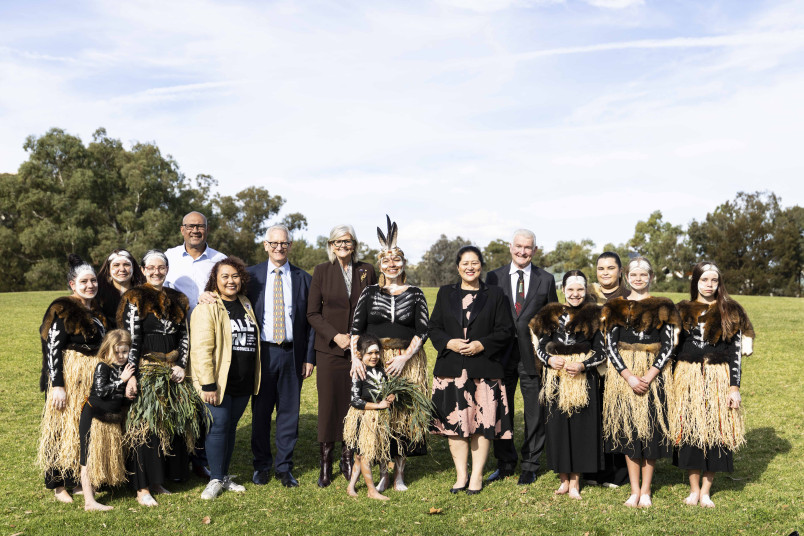 Dame Cindy at a Welcome to Country ceremony