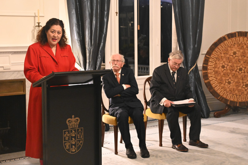 Dame Cindy speaks at the Strengthening Democracy project event