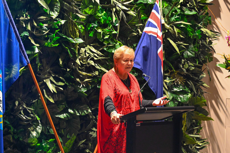 Dame Naida Glavish speaks at the launch of Te Korowai o Taonui Charitable Trust
