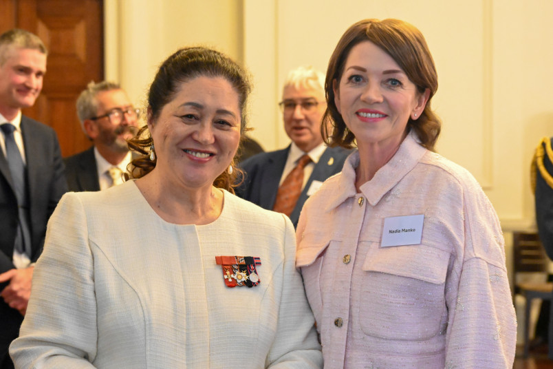 Dame Cindy with Standards NZ volunteer Nadia Manko