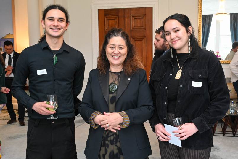 Dame Cindy with spoken word poets Billy and Koromiko