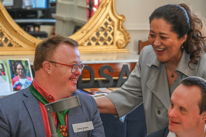 Dame Cindy meeting guest Arthur Emmet