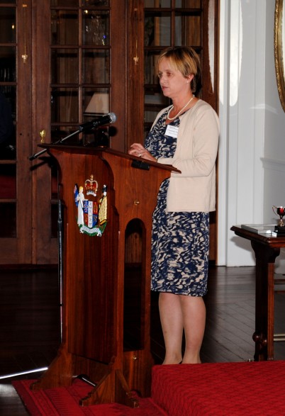 Charlotte Gendal of the Wellington Down Syndrome Association speaks.