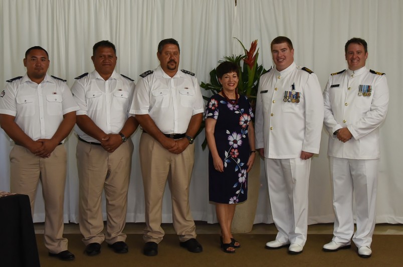 The Governor-General, The Rt Hon Dame Patsy Reddy and Maritime Defence personnel.