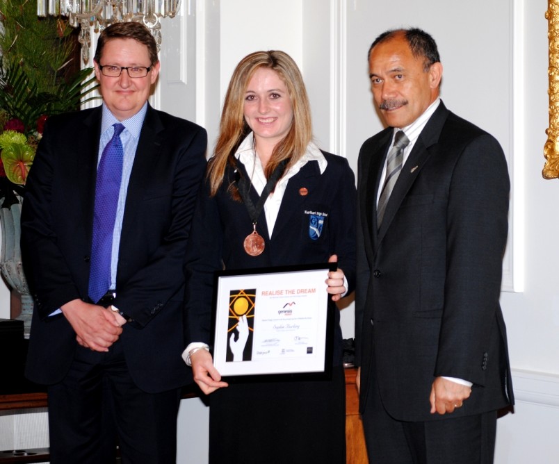 Sophie Burling, Kerikeri High School, receives her award.