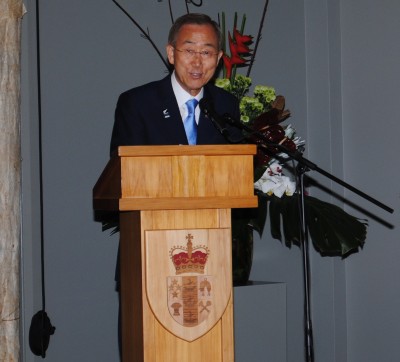 Ban Ki-Moon, Secretary-General of the United Nations, gives his address.