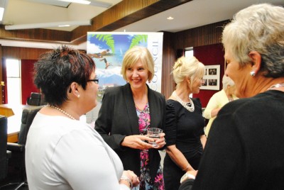 Lady Janine Mateparae speaks with guests.