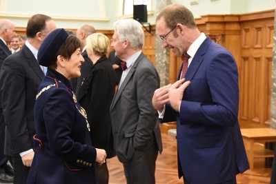 Dame Patsy Reddy with Leader of the Opposition, Andrew Little.