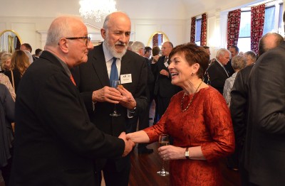 Image of Dame Patsy talking to guests at the reception