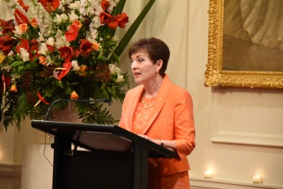 Image of Dame Patsy speaking at the State Dinner for Michael D. Higgins
