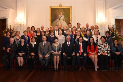 an image of Their Excellencies with Trustees and Fellows