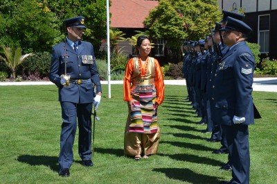 an image of Her Excellency Ms Lucky Sherpa, The Ambassador of Nepal and the Honour Guard
