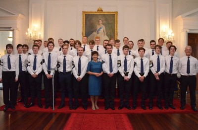an image of Dame Patsy with Boy's Brigade members