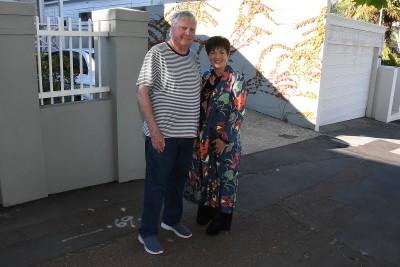 Image of Dame Patsy with Franklin Road resident and friend Hamish Keith