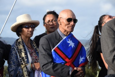 an image of Ngapuhi representatives at the Maiki Hill flagstaff commemorations