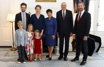 Image of The British High Commissioner, HE Ms Laura Mary Clarke and family with Dame Patsy, Sir David and Minister Andrew Little 