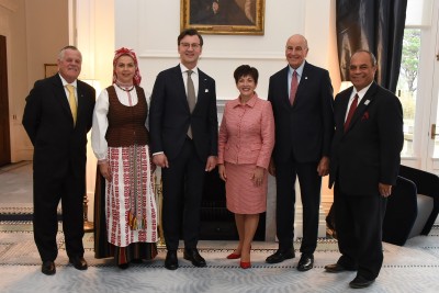 an image of Their Excellencies with HE Mr Gediminas Varvuolis, Mrs Rasa Varvuoliene, Mr Algis Mak and Hon Aupito William Sio