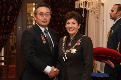 Image of Dame Patsy with Junao Zhang