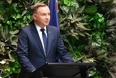 Image of the President of the Republic of Poland, HE Andrzej Duda speaking
