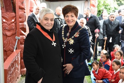 Image of Dame Patsy and Dame Tariana after the investiture