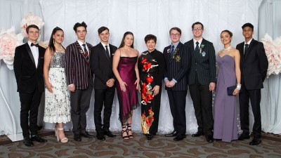 an image of Dame Patsy and the YES Student Ambassadors