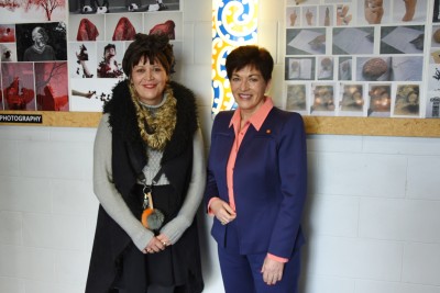 Image of Dame Patsy with Burnside High School head of Visual Arts Vanessa Sandes