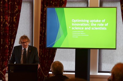 Image of Dr Stephen Goldson of AgResearch  speaking about the role of a trusted producer of science information.