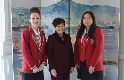 Image of Dame Patsy meeting students