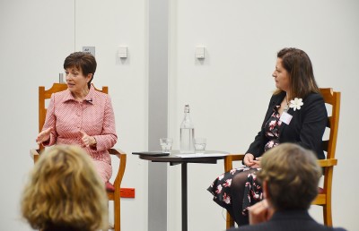 Image of Dame Patsy partcipating in a Q and A about leadership