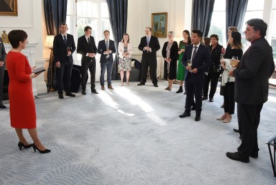 Image of Dame Patsy giving a speech at  the 2018 Rhodes Scholar reception