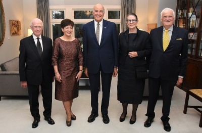 Image of Dame Patsy and Sir David with Sir george Elliot Trust trustee Dr Stuart Middleton, chairman Sir Ian Barker and Lady Barker
