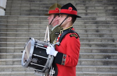 Image of a drummer at Pukeahu 