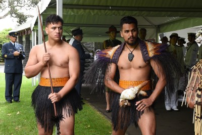 Image of two warriors from the NZDF cultural party
