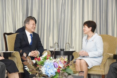 Image of The President of Korea HE Moon Jae-In and Dame Patsy Reddy