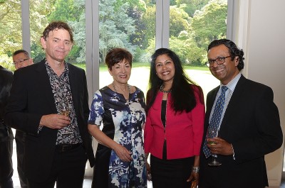 Image of Dame Patsy with Jonathan Maze, furniture restorer and pianist Ben Fernandez and Maria Fernandez