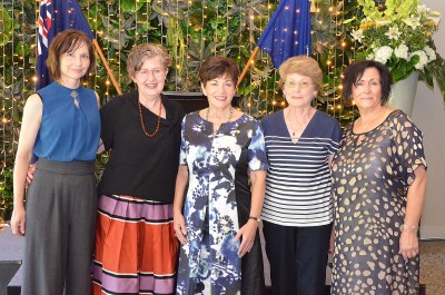 Image of Dame Patsy with designer Liz Mitchell and team