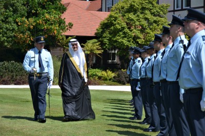 an image of HE Abdulrahman Abdulaziz Alsuhaibani inspecting the Guard of Honour