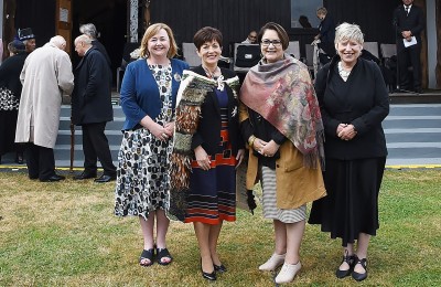 Image of Cabinet Minister, Dr Megan Woods; Dame Patsy; Ngai Tahu Kaiwhakahaere Lisa Tumahai and Christchurch Mayor, Lianne Dalziel