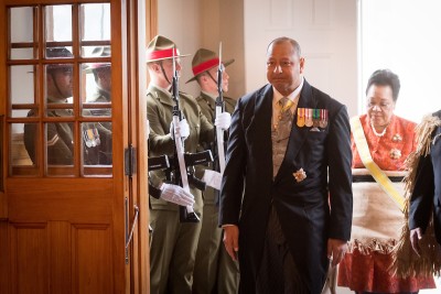 Image of The King and Queen of Tonga arriving at Government House