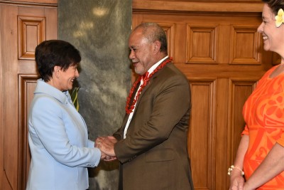 Dame Patsy with HE Leasi Papali Tommy Scanlon, Dean of the Diplomatic Corps