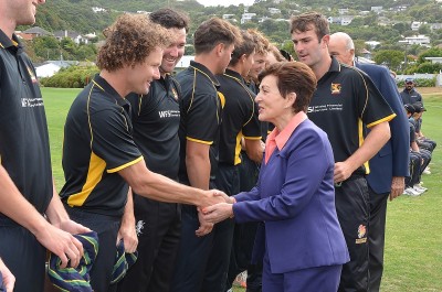 Image of Dame Patsy meeting the members of the Governor-General's XI