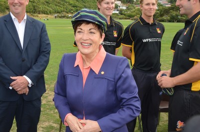 Image of Dame Patsy in the team cap