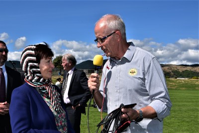 Dame Patsy being interviewed for radio
