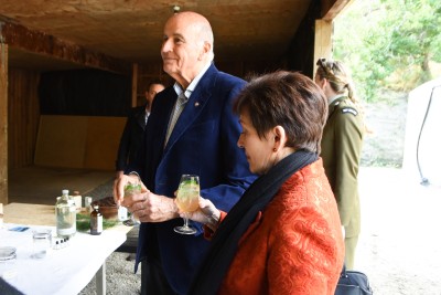 Image of Dame Patsy and Sir David sampling a pine oil infused soda