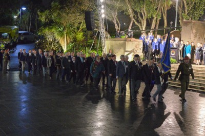 Image of Veterans marching onto Anzac Square at Pukeahu National War Memorial
