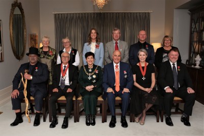 Their Excellencies with the Honours recipients of 21 May 2019 AM ceremony