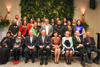 Tohu Autaia recipients with Their Excellencies, John Slater, Jennifer Gill and Kevin Prime