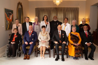 Image of Dame Patsy and Sir David with the recipients