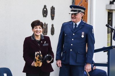 Image of stuffed toy gifts given to Dame Patsy by the police