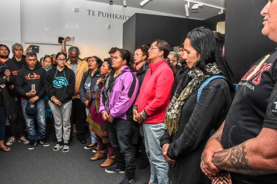 Tahitian waiata at the exhibition, evoking the Tahitian priest Tupaia who accompanied Captain Cook on the Endeavour